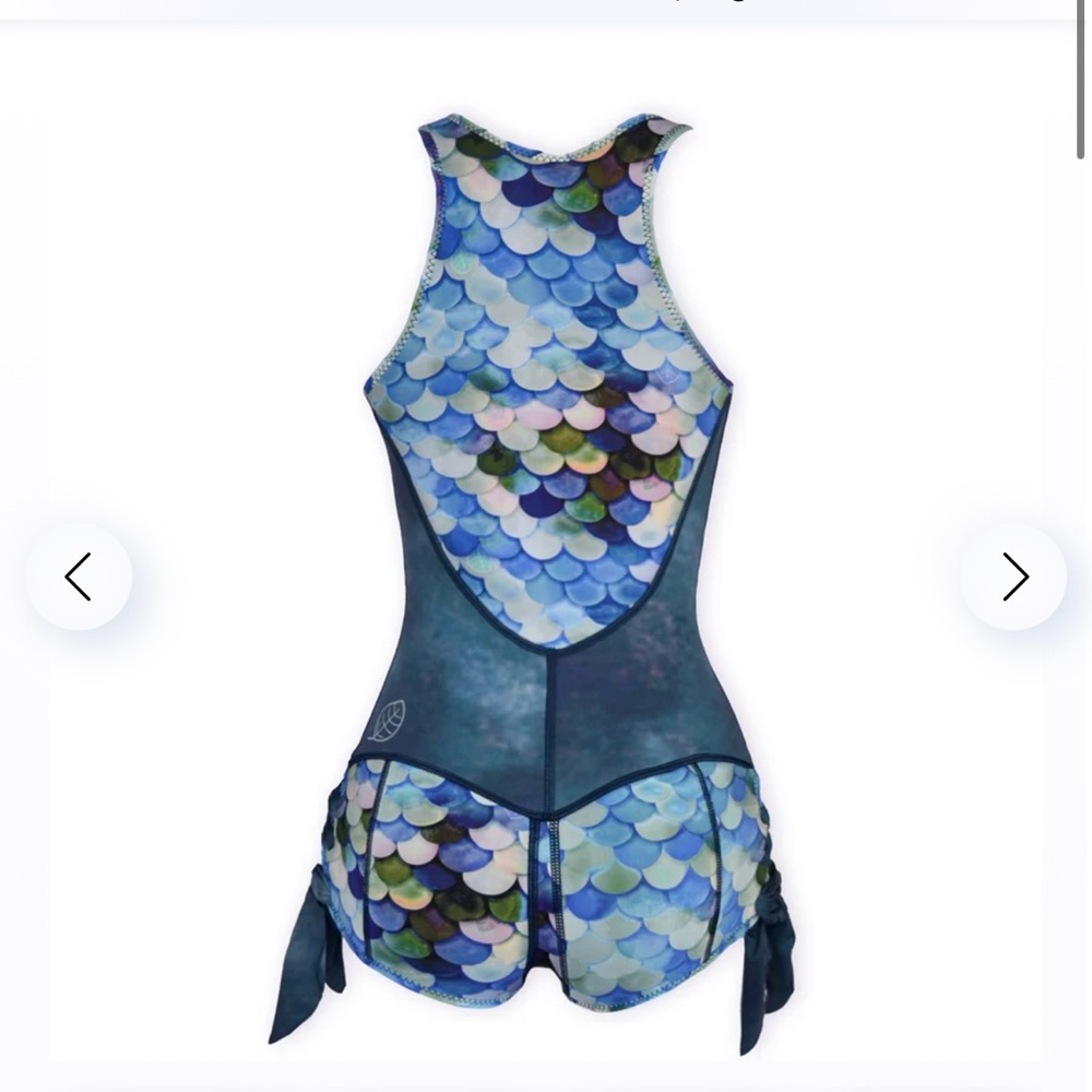 Blue and White One Piece Swimsuit - Picture 2 of 8